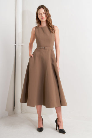 LIVING THE DREAM BROWN WOVEN MIDI DRESS - By Baano