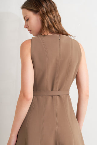 LIVING THE DREAM BROWN WOVEN MIDI DRESS - By Baano
