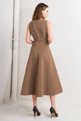 LIVING THE DREAM BROWN WOVEN MIDI DRESS - By Baano