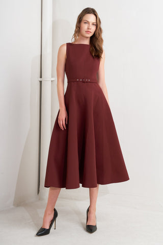 LIVING THE DREAM WINE WOVEN MIDI DRESS - By Baano