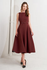 LIVING THE DREAM WINE WOVEN MIDI DRESS - By Baano