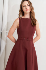 LIVING THE DREAM WINE WOVEN MIDI DRESS - By Baano