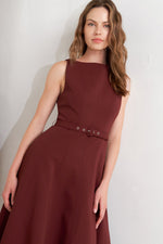 LIVING THE DREAM WINE WOVEN MIDI DRESS - By Baano