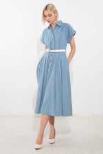SOAK IN THE SUN DENIM MIDI DRESS - By Baano
