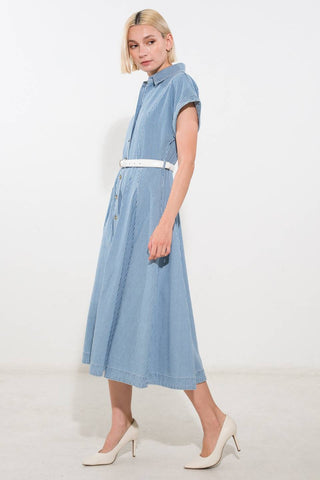 SOAK IN THE SUN DENIM MIDI DRESS - By Baano