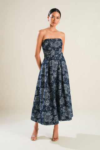 EVOLVING REFLECTIONS DENIM MIDI DRESS - By Baano