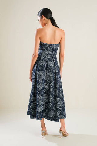 EVOLVING REFLECTIONS DENIM MIDI DRESS - By Baano