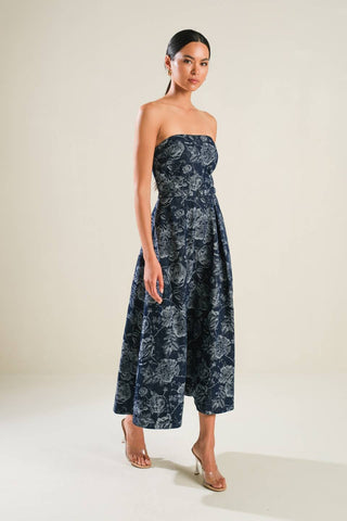 EVOLVING REFLECTIONS DENIM MIDI DRESS - By Baano