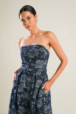 EVOLVING REFLECTIONS DENIM MIDI DRESS - By Baano