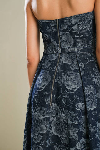 EVOLVING REFLECTIONS DENIM MIDI DRESS - By Baano