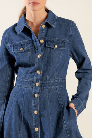 DRIFTING THOUGHTS DENIM MIDI DRESS - By Baano