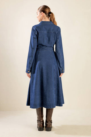 DRIFTING THOUGHTS DENIM MIDI DRESS - By Baano