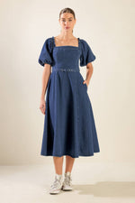 ALL SPRUCED UP DENIM MIDI DRESS - By Baano