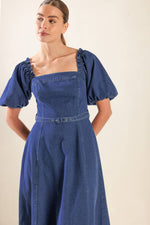 ALL SPRUCED UP DENIM MIDI DRESS - By Baano