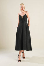 YOU ARE MY SUNSHINE DENIM MIDI DRESS - By Baano