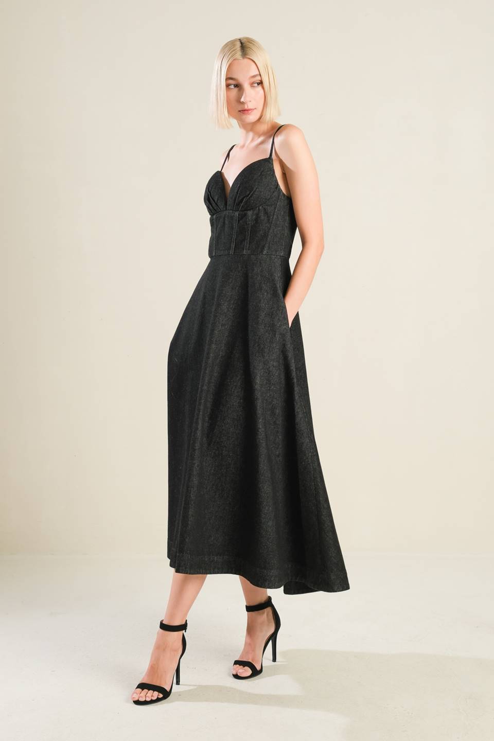 YOU ARE MY SUNSHINE DENIM MIDI DRESS - By Baano