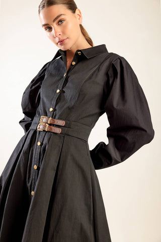 MIDNIGHT MASQUERADE WOVEN MIDI DRESS - By Baano