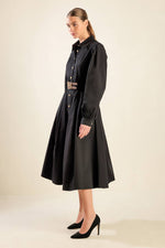 MIDNIGHT MASQUERADE WOVEN MIDI DRESS - By Baano