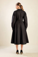 MIDNIGHT MASQUERADE WOVEN MIDI DRESS - By Baano