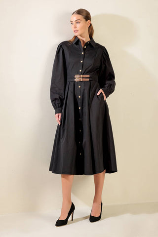 MIDNIGHT MASQUERADE WOVEN MIDI DRESS - By Baano