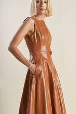 LUNAR SYMPHONY FAUX LEATHER MIDI DRESS - By Baano
