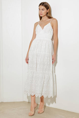 LUMINOUS BLISS WOVEN EYELET MIDI DRESS - By Baano