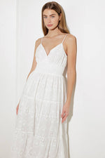 LUMINOUS BLISS WOVEN EYELET MIDI DRESS - By Baano