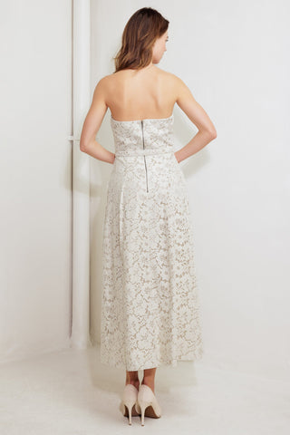NATURAL STORYLINE WOVEN LACE MIDI DRESS - By Baano
