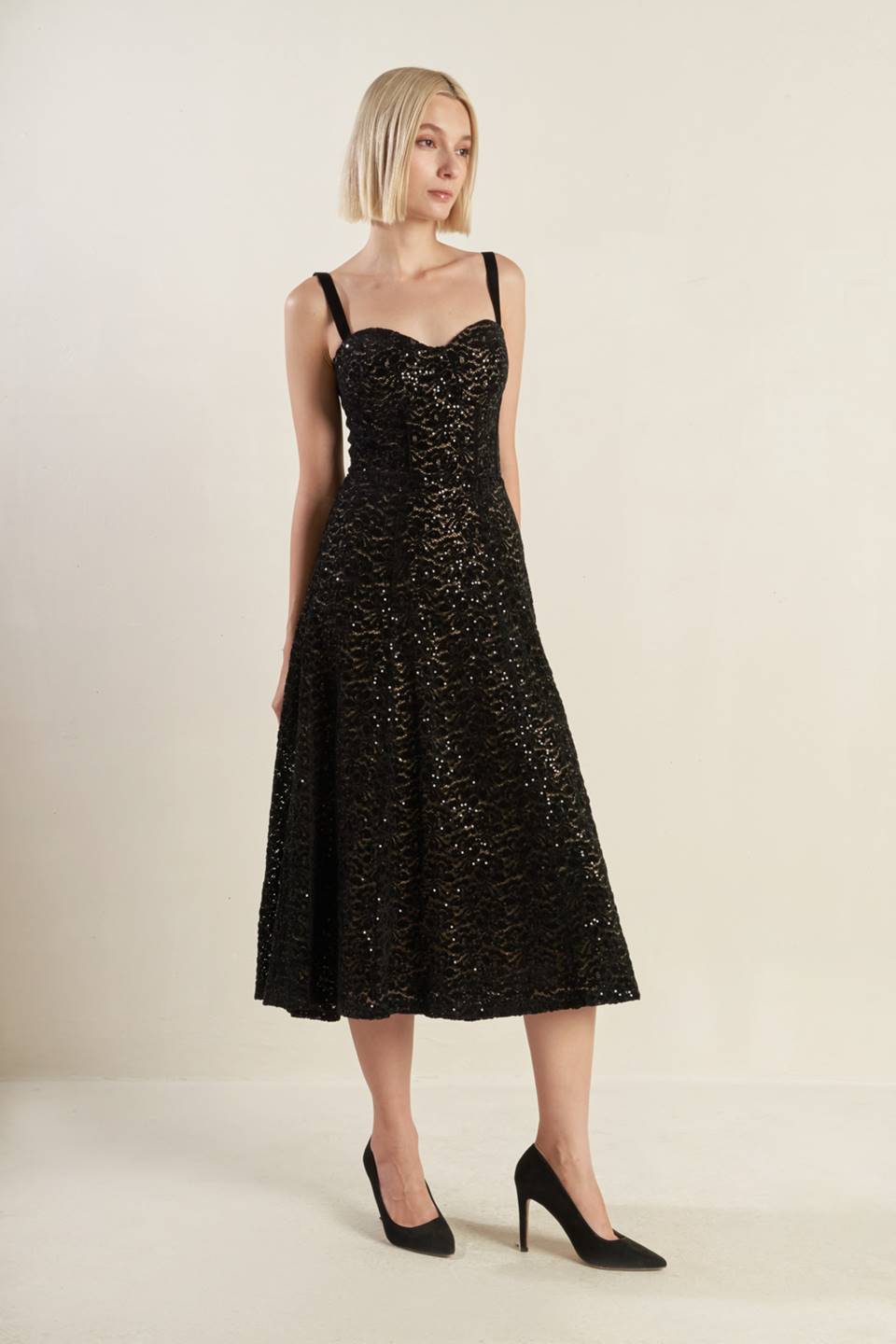 STAPLE MOMENT WOVEN LACE MIDI DRESS - By Baano