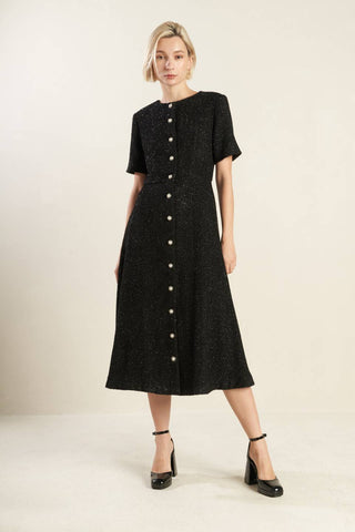 SOMETHING MORE TWEED WOVEN MIDI DRESS - By Baano