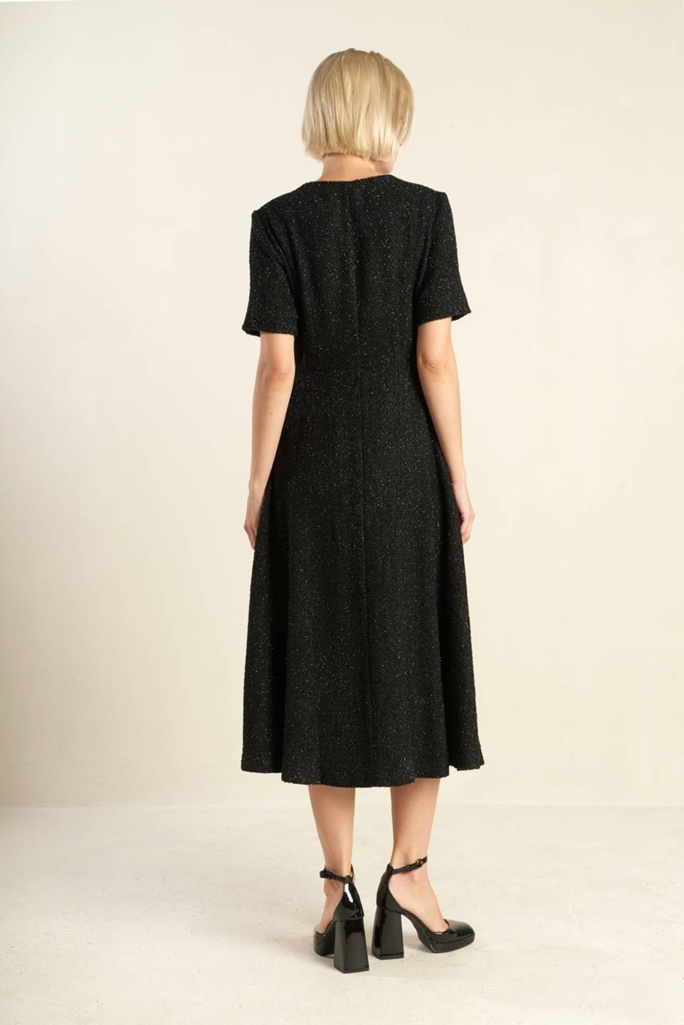 SOMETHING MORE TWEED WOVEN MIDI DRESS - By Baano
