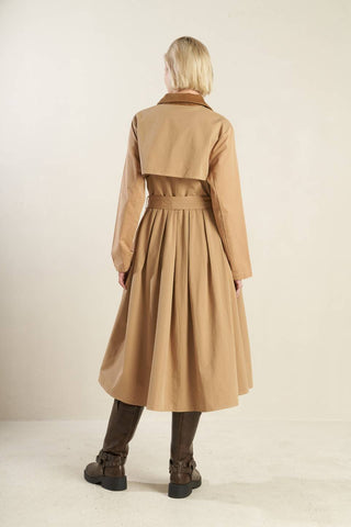 FALLING LEAVES WOVEN MIDI TRENCH COAT - By Baano