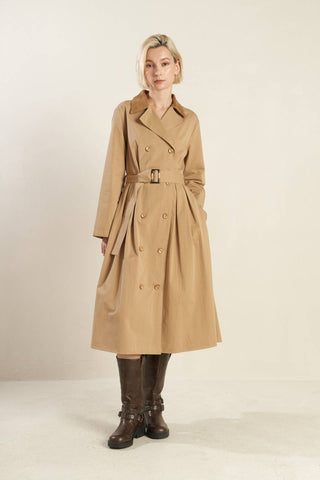 FALLING LEAVES WOVEN MIDI TRENCH COAT - By Baano