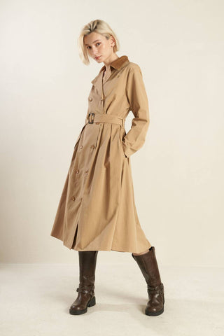 FALLING LEAVES WOVEN MIDI TRENCH COAT - By Baano