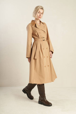 FALLING LEAVES WOVEN MIDI TRENCH COAT - By Baano
