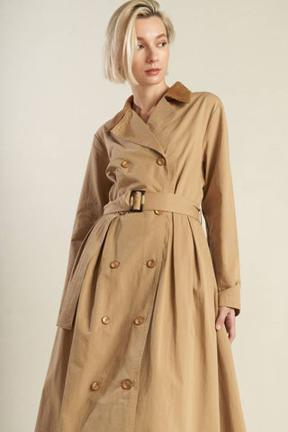 FALLING LEAVES WOVEN MIDI TRENCH COAT - By Baano