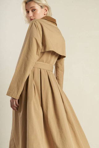 FALLING LEAVES WOVEN MIDI TRENCH COAT - By Baano