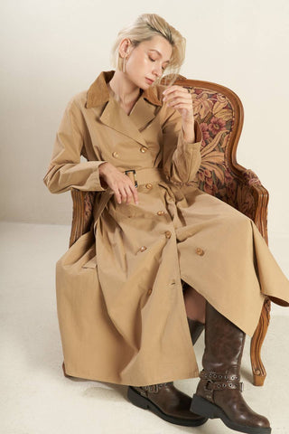 FALLING LEAVES WOVEN MIDI TRENCH COAT - By Baano