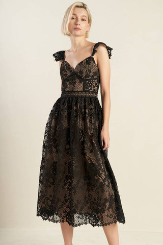 KNOW YOU BETTER LACE WOVEN MIDI DRESS - By Baano