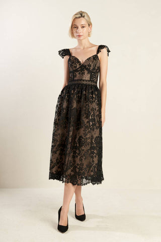 KNOW YOU BETTER LACE WOVEN MIDI DRESS - By Baano