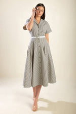 TIME TO EVOLVE WOVEN MIDI DRESS