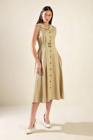 IDEAL APPROACH WOVEN MIDI DRESS - By Baano