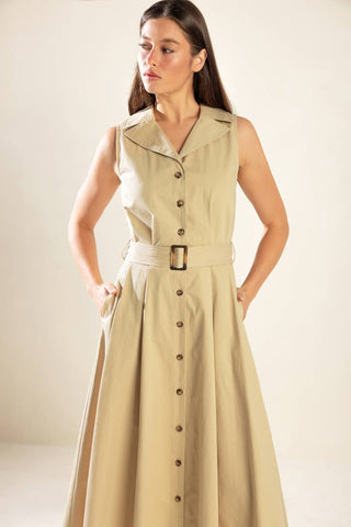 IDEAL APPROACH WOVEN MIDI DRESS - By Baano