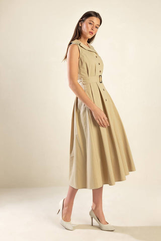 IDEAL APPROACH WOVEN MIDI DRESS - By Baano