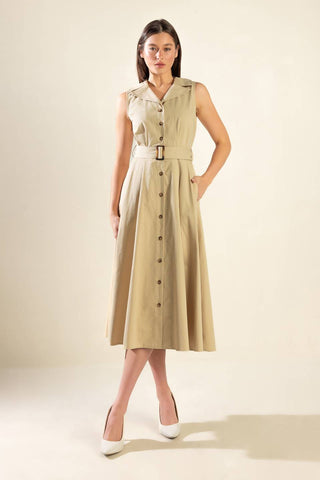 IDEAL APPROACH WOVEN MIDI DRESS - By Baano