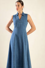 THE GENEVIEVE DENIM MIDI DRESS - By Baano