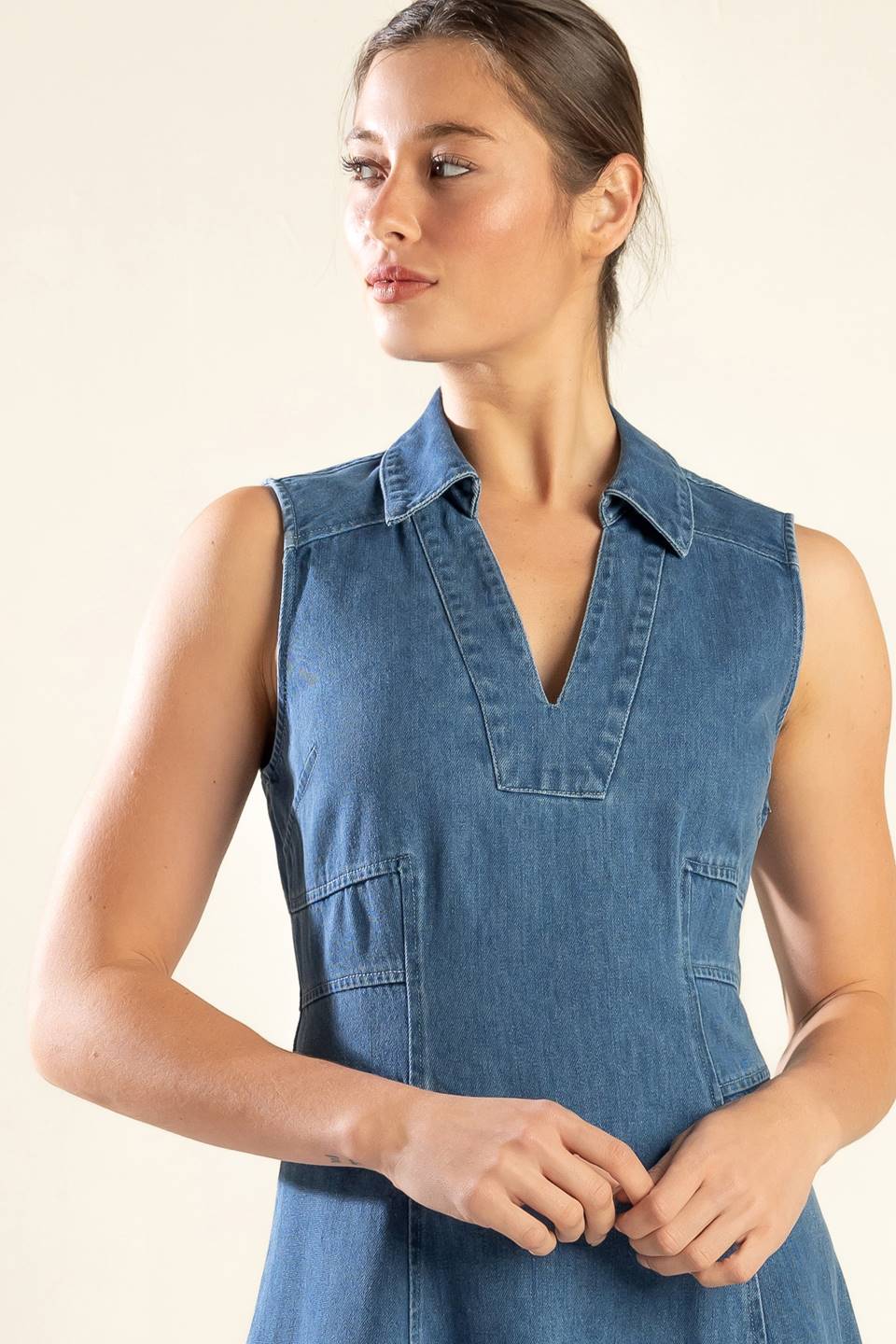 THE GENEVIEVE DENIM MIDI DRESS - By Baano