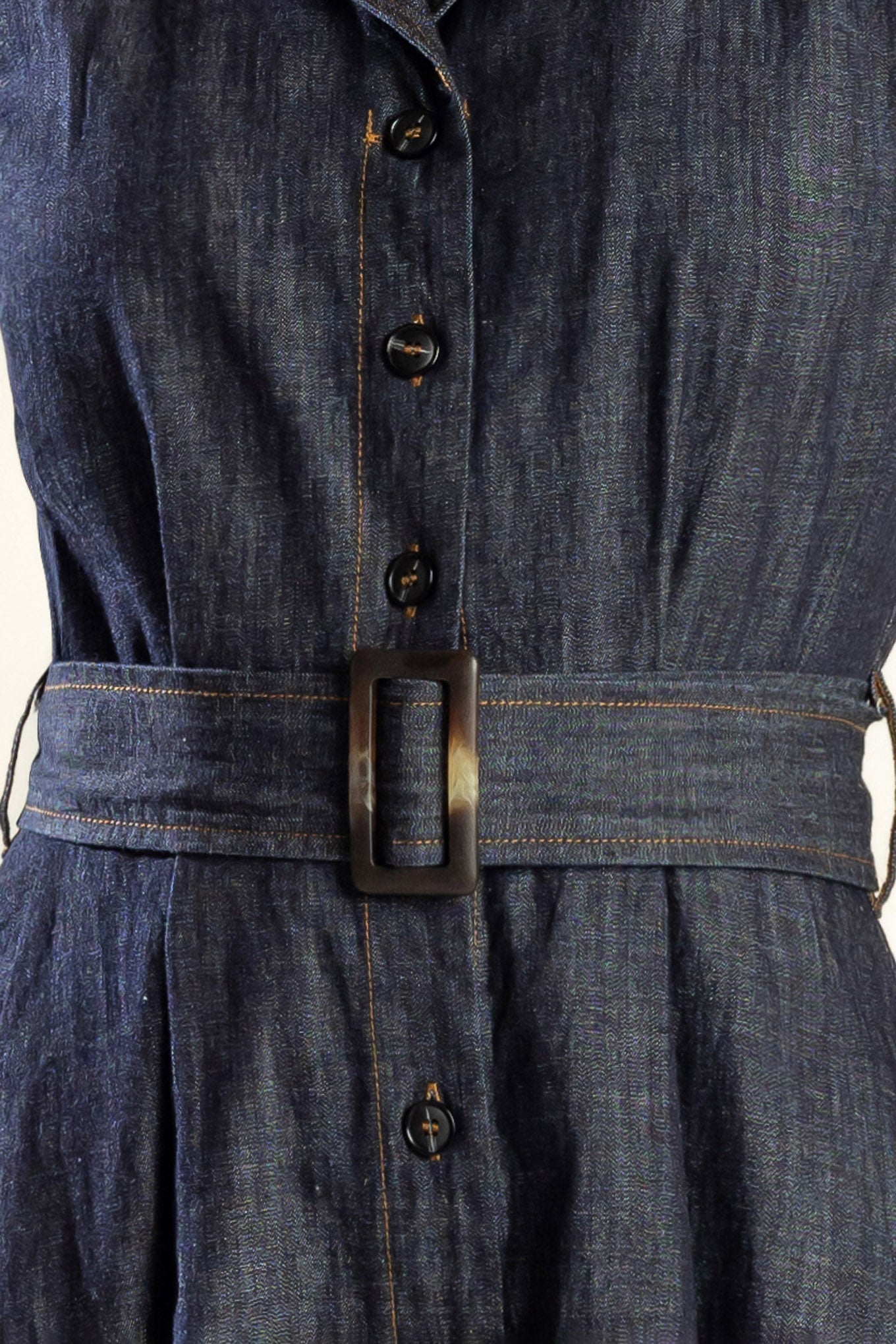 OASIS OF CALM RIGID DENIM MIDI DRESS - By Baano