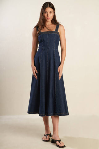 TERRIFIC TIMING DENIM MIDI DRESS - By Baano