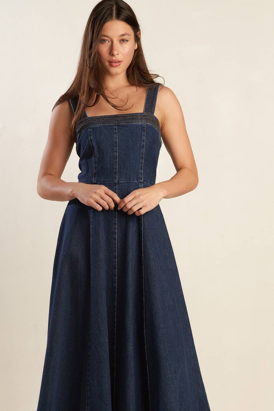 TERRIFIC TIMING DENIM MIDI DRESS - By Baano